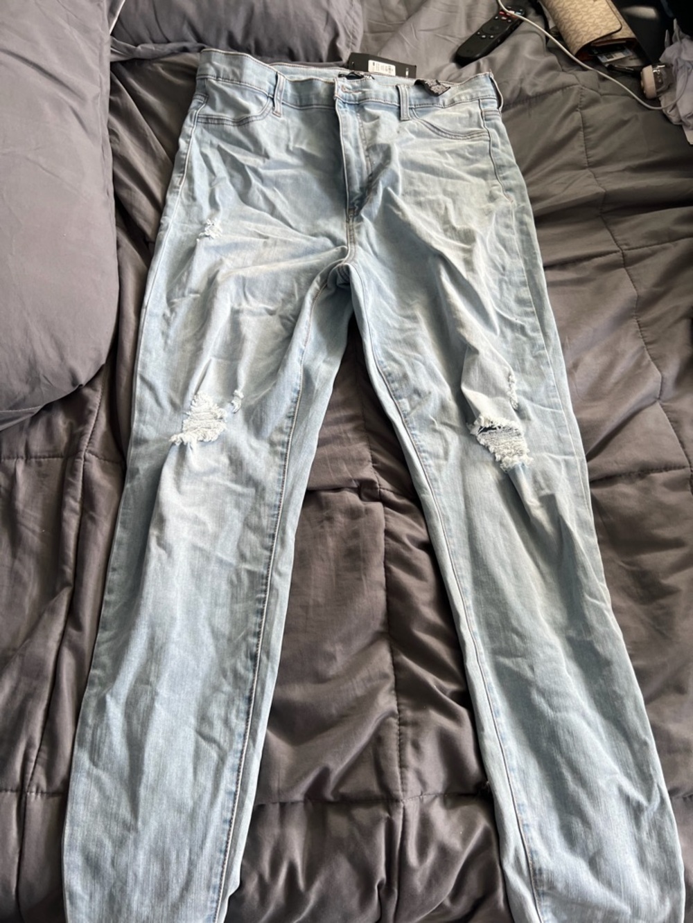 Fashion Nova Light Blue Distressed Skinny Jeans